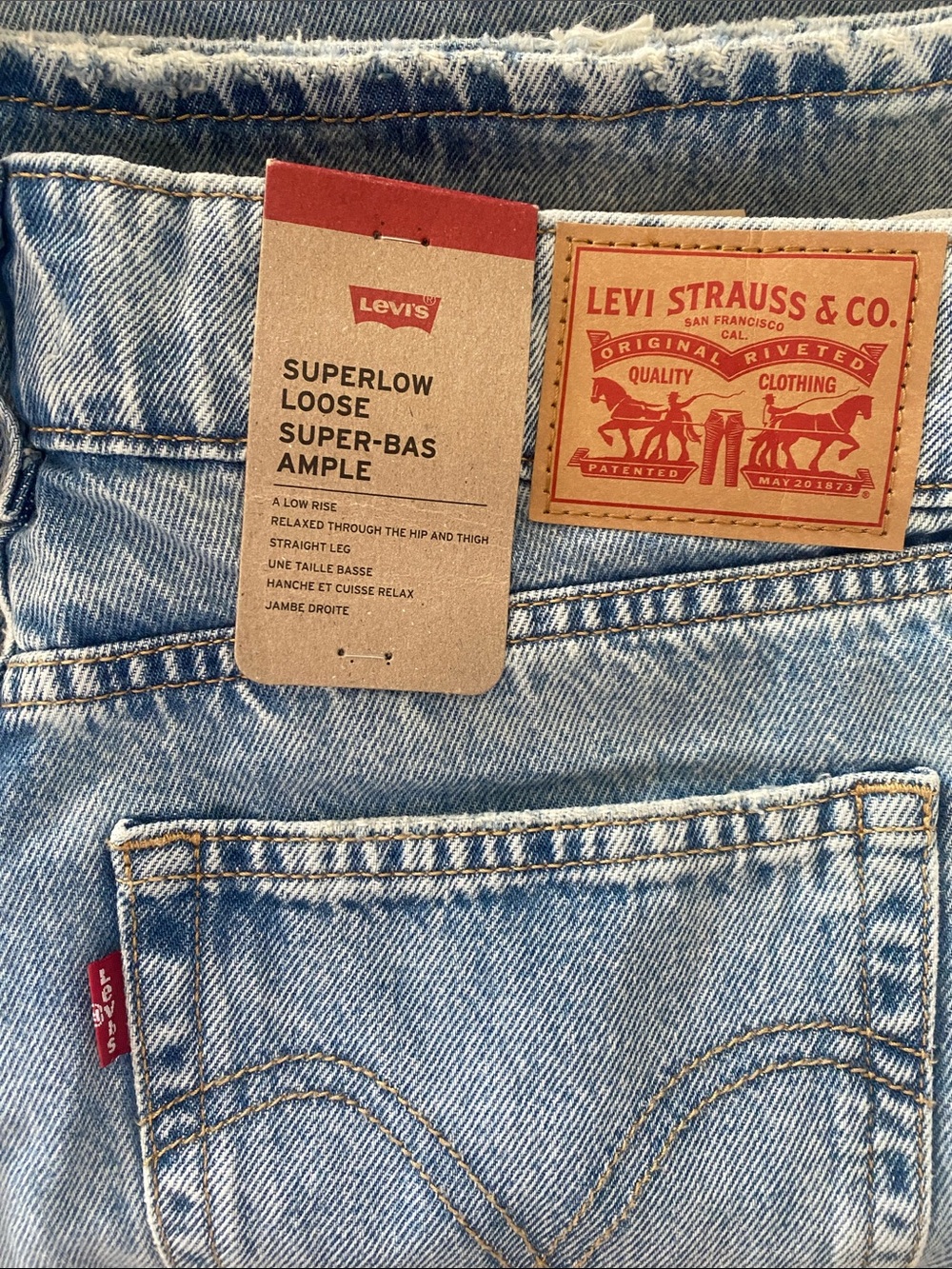 Levi’s 100% Cotton Wide Leg Superlow Jeans Mid Wash - Picture 2 of 5